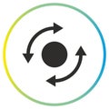 arrows spin forward or back icon, axis of rotation